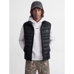 Jack & Jones Vesta barbati fara gluga cu guler inalt, Regular fit, JJEKINGSLEY, Negru (SELECTATI MARIMEA: XL)