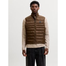 Jack & Jones Vesta barbati fara gluga cu guler inalt, Regular fit, JJEKINGSLEY, Maro (SELECTATI MARIMEA: S)