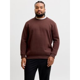 Jack & Jones Plus Bluza barbati big sizes, cu decolteu la baza gatului, Relaxed Fit, JJEBRADLEY, Visiniu (SELECTATI MARIMEA: 6XL)