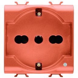 Priza, standard, Gewiss, Chorus, italiana/germana, 250V, c.a., pentru, linii, dedicate, 2P+E, 16A, cu, amperaj, dublu, P30-P17, 2, module, portocaliu, GW10234