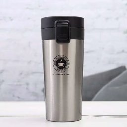 Cana Termos Premium din Inox cu Capac Flip 380 ml, TRM016, Argintiu