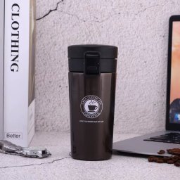 Cană termos inox cu capac flip, 550 ml, maro cafea, TRM019