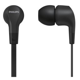 Casti Audio In-Ear Philips, TAE1105BK/00, cu fir, Microfon, Negru