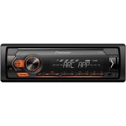 Radio MP3 auto Pioneer MVH-S120UBA, 1DIN, 4x50W, USB, compatibil cu dispozitive Android, taste Portocaliu, display Alb, Negru