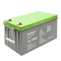 Baterie cu gel, Qoltec, Plastic, 12V, 200 Ah