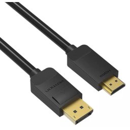 Cablu video Vention, DisplayPort(T) la HDMI(T), Lungime 1.5m, Rezolutie maxima 1920 x 1080 la 60 Hz, Conectori auriti, Cupru, Invelis PVC, Negru, "HADBG" - 6922794733336