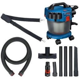 Aspirator pe acumulator Bosch Professional GAS 18V-10 L, 18 V, 115 mbari, 6 l volum recipient, curea de umar, 3 buc tub aspiratie, 1 adaptor scula electrica, furtun 1.6 m, duza rosturi, 4 roti, teava cu cot, filtru burduf praf, duza pardoseli, Albastru