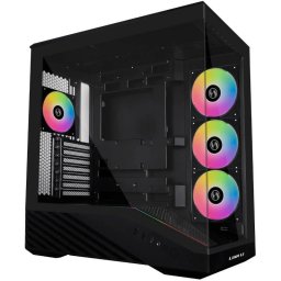 Carcasa PC Lian Li VECTOR V100 RGB, Middle Tower, ATX, mATX, mITX, Sticla temperata, 4 ventilatoare incluse, Negru