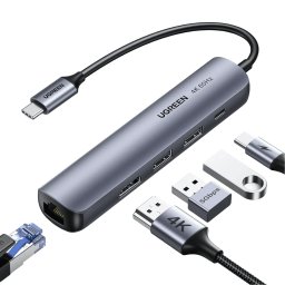 Hub USB Ugreen CM418 5-in-1 USB-C Hub, 4K HDMI, Gigabit Ethernet, 2x USB 3.0, PD 100W