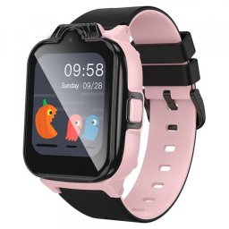 Ceas Inteligent pentru copii HocoY104, Ecran HD 1.69", Camera 8MP, GPS, Wi-Fi, IP65, 4G, microSIM, Roz-Negru