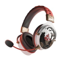 Casti Gaming LEXIP X UBISOFT - Assassins Creed Shadows, Cu fir, Wireless 2.4 GHz, Bluetooth, iluminare LED, Autonomie pana la 28 ore, Alb - Rosu