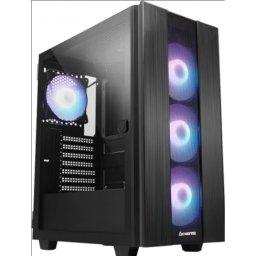 Carcasa PC Chieftec GS-02B-OP Hunter 2, Middle Tower, Sticla temperata, Fara sursa, ARGB, 6 ventilatoare compatibile, 4 incluse, Negru