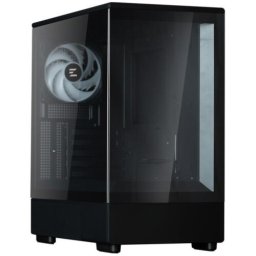 Carcasa PC Zalman P10, MicroATX, Mini Tower, Sticla temperata, Fara sursa, RGB, 7 ventilatoare compatibile, 1 inclus, Negru