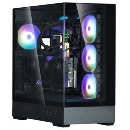 Carcasa PC Zalman P40 Prism, Middle Tower, Sticla temperata, Fara sursa, ARGB, 9 ventilatoare compatibile, 1 inclus, Negru