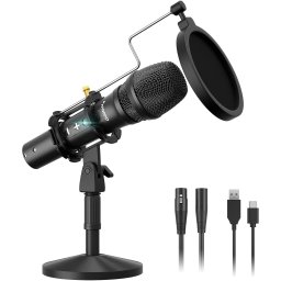 Microfon profesional dinamic Maono HD300T, latenta zero, monitorizare vocala si control volum, conectare XLR sau USB