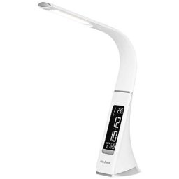 Lampa LED de Birou Rebel KOM1009-1 cu Display LCD Ora si Temperatura Maxim 400 Lumeni 7W Alb