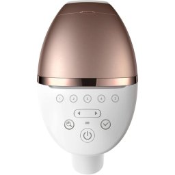 Epilator Epilator IPL fara fir Philips Lumea BRI955/00, 450.000 impulsuri, 3 Capete Interschimbabile, Senzor SmartSkin, Tehnologie SenselQ, Alb/Auriu