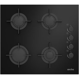 Plita ARSGN64125S, Gaz, 4 arzatoare, Dispozitiv de siguranta, Gratare fonta, 60 cm, Sticla Neagra