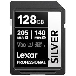 Card memorie Lexar 128GB SD Card SILVER, Up to 205MB/ s Read, 140MB/ s Write, SDXC UHS-I Memory Card, Class 10, U3, V30, SD Card for Professional Photographers, Videographers, Enthusiasts