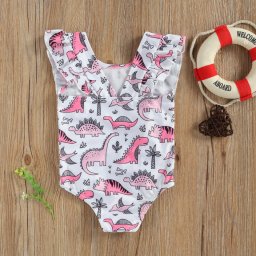 Costum de baie Jurassic Drool (Marime: 120, Model: Dinozauri roz)