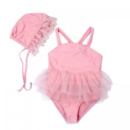 Costum de baie Roz cu caciulita Drool (Varsta: 2-3 ani)