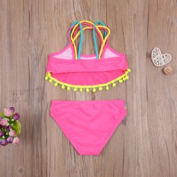 Costum de baie cu ciucuri din 2 piese Drool (Culoare: Roz, Varsta: 3 - 4 ani)