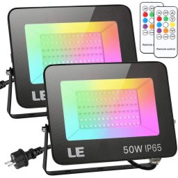 Set 2 proiectoare de podea LED RGB Lepro, Telecomanda , 50W, IP65 waterproof