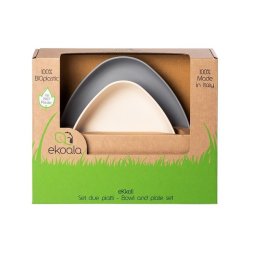 Set 2 farfurii, eKoala, BIOplastic, White/Grey