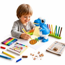 Proiector Cu Dinozauri, De Desenat, Joc De Pictura Pentru Copii, 20 Cm , Albastru