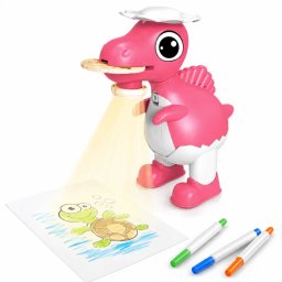 Proiector Cu Dinozauri, De Desenat, Joc De Pictura Pentru Copii, Cu 8 Culori, 20 Cm , Roz