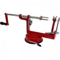 Aparat Pentru Curatat / Feliat / Scobit, Destinat Pentru Mere Si Cartofi, 3 In 1, Suport Antiaderent, Ventuza, Metal, Rosu
