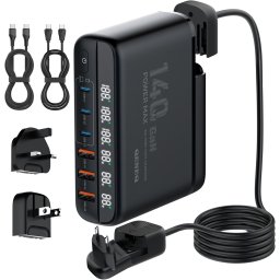Incarcator Retea 140W GaN LINDO A6140C, Incarcare rapida, 3xUSB-A, 3XUSB-C, Compatibil EU UK US QC5.0 PPS PD pentru, MacBook, iPad, iPhone 16 15