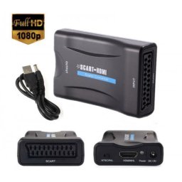 Adaptor Scart la HDMI, Active, Full HD, convertor euroscart analog la hdmi digital cu mufa video si sunet audio mama, cablu alimentare USB 5V, compatibilitate: dvd, video, receiver tv, televizor, monitor