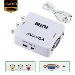 Adaptor AV la VGA, Active, Full HD, convertor analog 3 x RCA la VGA cu mufa video si sunet audio mama, cablu alimentare USB 5V, compatibilitate: dvd, consola joc ps3, xbox 360 la televizor/ monitor tv
