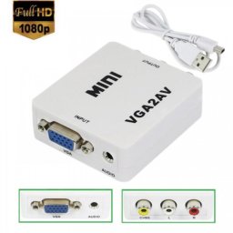 Adaptor VGA la AV, Active, Full HD, convertor analog VGA la 3 x RCA, cu mufa video si sunet audio mama, cablu alimentare USB 5V, compatibilitate: PC, dvd, receiver, calculator, laptop la televizor, placa captura AV