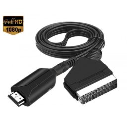 Cablu Scart la HDMI, Active, 1m, Full HD, convertor euroscart analog la hdmi digital cu mufa video si sunet audio tata, adaptor cablu alimentare USB 5V, compatibilitate: dvd, video, receiver tv, televizor, monitor