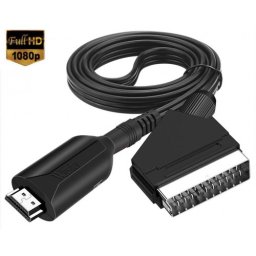 Cablu HDMI la Scart, Active, 1M, Full HD, convertor hdmi digital la euroscart analog cu mufa mama, video si sunet audio, adaptor cablu alimentare USB 5V, compatibilitate: laptop, calculator pc, playstation, dvd, receiver tv, videoproiector, televizor