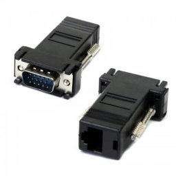 Extensie prelungire VGA prin cablu retea RJ45, Active, prelungitor VGA prin lan, VGA tata la RJ45 mama, pentru monitor videoproiector, tv si alte dispozitive cu d-sub
