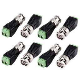 Set 8 conectori BNC cu 2 borne prindere, mufa tata, camere supraveghere video, pentru orice cablu (coaxial, retea, electric)