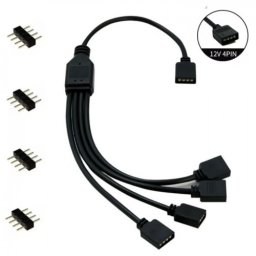 Cablu multiplicator/ spliter Y pentru conectare a 4 ventilatoare RGB 4 pini 12V, 25cm
