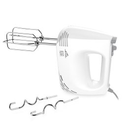 Mixer de mana ETA Noar II 2044 90000, 300 W, 5 viteze, functie TURBO, 2 carlige si 2 teluri, alb cu gri