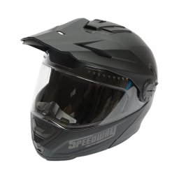 Casca motocross integrala, negru mat cu viziera transparenta si ochelari de soare marimea XL, model LION