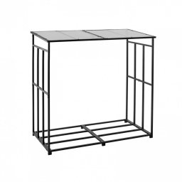 Suport de lemne pentru seminee, cu acoperis, Vivatechnix 1430 Ã— 70 Ã— 1430 mm, Otel, Negru