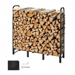 Suport de lemne cu husa impermeabila, pentru seminee, Vivatechnix 1220 Ã— 320 Ã— 1180 mm, Otel, Negru