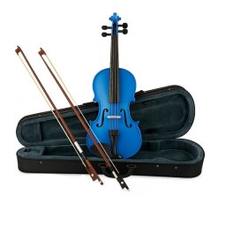 Set vioara clasica si arcus 1/8 suplimentar, DEPOX®, marime 4/4, lemn, albastra, toc din material