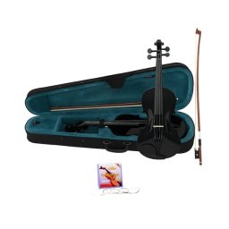 Set vioară clasică din lemn pentru copii 1/8, set corzi si arcus 1/8, DEPOX®, 43 cm, finisaj lucios negru