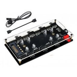 Hub 2 in 1, Active, multiplicator/ spliter 8 ventilatoare RGB 4 pini 12V si 8 ventilatoare FAN PWM