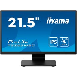 IIYAMA Monitor LED T2252MSC-B2 21.5" IPS TOUCH Capacitive 1920 x 1080, 250 cd/m², 1000:1, 5ms, Touch points 10, Touch method stylus, finger, glove, Touch interface USB, HDMI x1, DisplayPort x1, Speakers 2 x 1W, Tilt, VESA