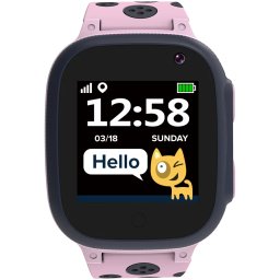 CANYON Sandy KW-34, Kids smartwatch, 1.44 inch colorful screen, GPS function, Nano SIM card, 32+32MB, GSM(850/900/1800/1900MHz), 400mAh battery, compatibility with iOS and android, Pink, host: 52.9*40.3*14.8mm, strap: 230*20mm, 42g