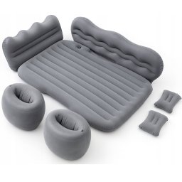 Saltea auto gonflabila pentru bancheta spate cu perne si pompa, 128x76x15 cm, negru